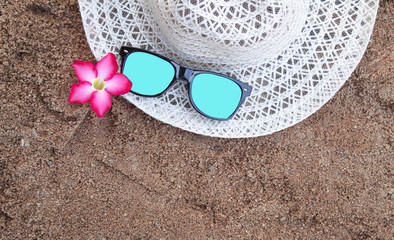 Summer accessories with space for your texts. Concept of happiness on summer.