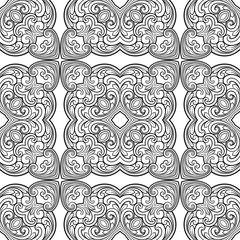 Seamless geometric line pattern in eastern or arabic style. Exquisite monochrome texture. Black and white graphic background, lace pattern