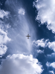 Airplane sky clouds blue