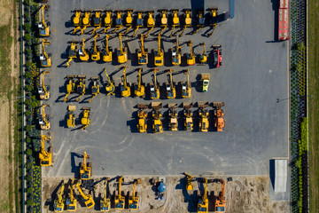 Machine park excavator place backhoe buildings yellow machines stock building construction