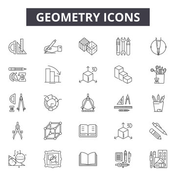 Geometry Line Icons For Web And Mobile. Editable Stroke Signs. Geometry  Outline Concept Illustrations