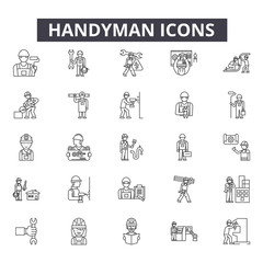 Handyman line icons for web and mobile. Editable stroke signs. Handyman  outline concept illustrations