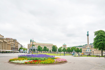 STUTTGART, GERMANY - June 25, 2018: Schlossplatz is the largest square in the center of Stuttgart, GERMANY
