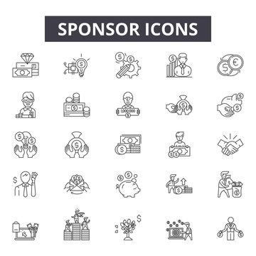 Sponsor line icons for web and mobile. Editable stroke signs. Sponsor  outline concept illustrations