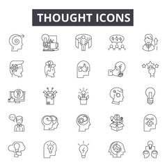 Plakat Thought line icons for web and mobile. Editable stroke signs. Thought outline concept illustrations