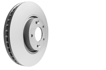 Brake disc isolated on white background. Auto parts. Brake disc rotor isolated on white. Braking...