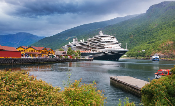 Image of Flam cruise port in the heart of the Fjords. Norway