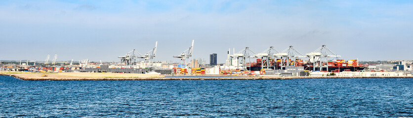 Panorama of the port of Aarhus in Denmark 