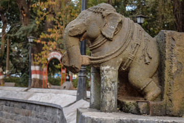 Fototapeta na wymiar Picture of a epic ruined ancient stone carving of a elephant 