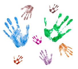 handprint in paint on white background
