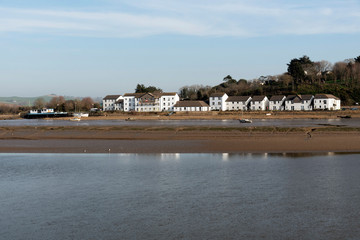 Bideford, North Devon, England, UK. March 2019. The large expanse of the River Torridge following out to sea from the town quay in Bideford.