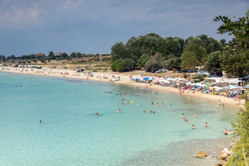 Fototapeta na wymiar Amazing Seascape with Agios Ioannis Beach at Sithonia peninsula, Chalkidiki, Central Macedonia, Greece