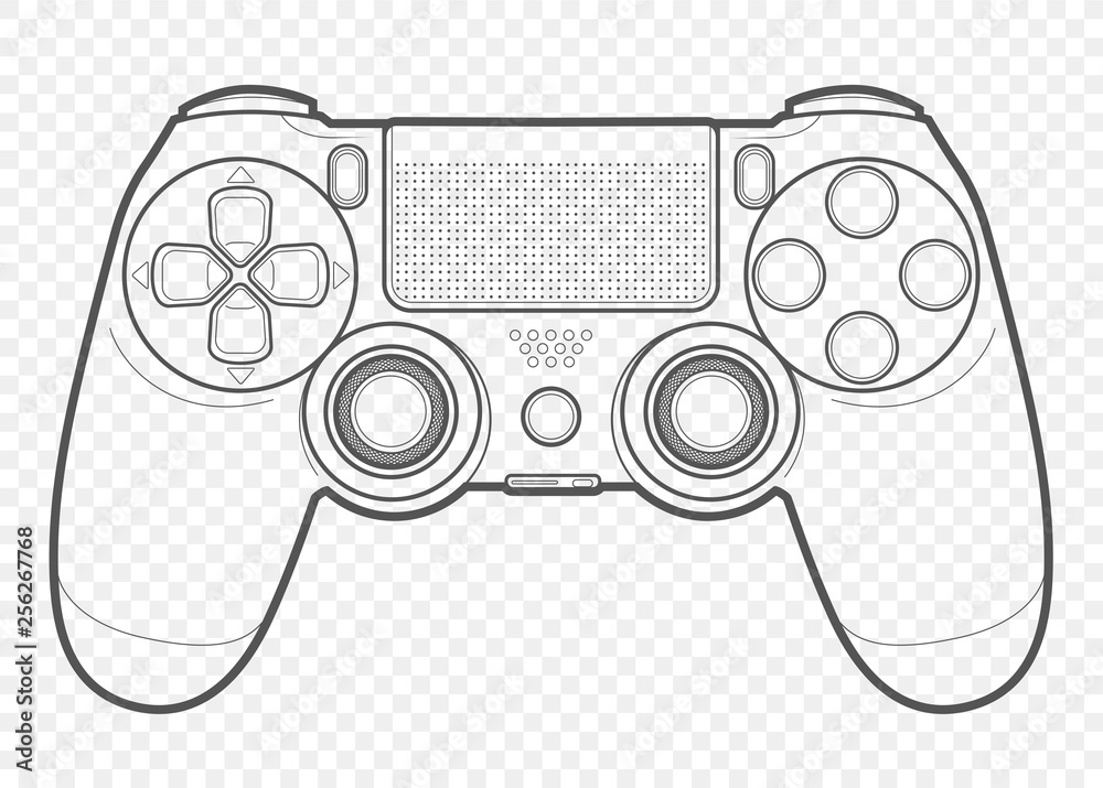 Wall mural vector outline for playing video games console controller illustration with transparent background