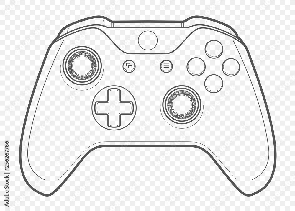 Wall mural vector outline for playing video games console controller illustration with transparent background