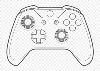 vector outline for playing video games console controller illustration with transparent background - obrazy, fototapety, plakaty