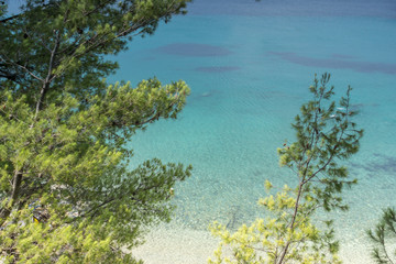 Fototapeta na wymiar Seascape with Elia Beach at Sithonia peninsula, Chalkidiki, Central Macedonia, Greece