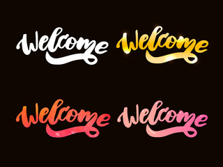 welcome lettering text. Modern calligraphy style illustration. Set