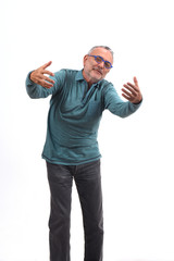 Naklejka premium man hugging on white background