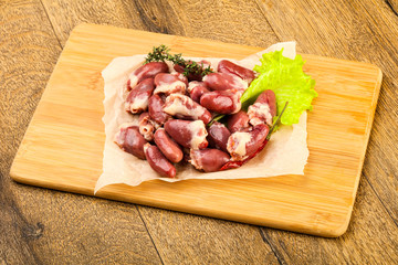Raw chicken hearts