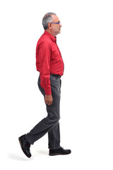 man waling on white background