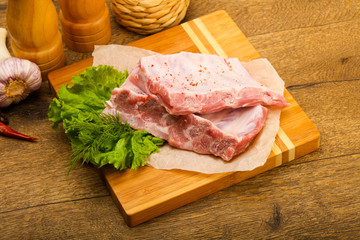 Raw pork ribs