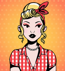 the woman's portrait with a retro a hairstyle