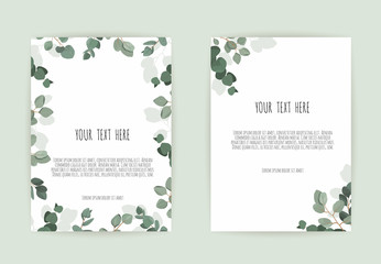 Botanical wedding invitation card template design, white and pink flowers on white background.