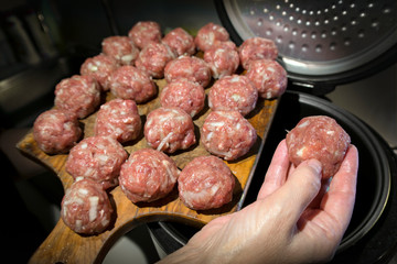 cooking meat balls