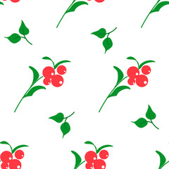 Seamless pattern with bright berries. Floral background. Vector illustration
