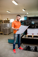 Man working in printing factory