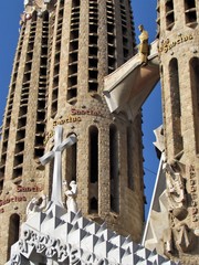 view of some wonderful details of the Sagrada Familia created by Antoni Gaudi in Barcelona. This...