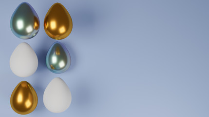3D illustration of easter eggs