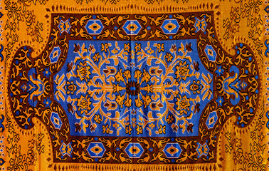 Romanian folk seamless pattern ornaments. Romanian traditional embroidery. Ethnic texture design. Traditional carpet design. Carpet ornaments. Rustic carpet design