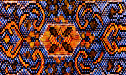 Romanian folk seamless pattern ornaments. Romanian traditional embroidery. Ethnic texture design. Traditional carpet design. Carpet ornaments. Rustic carpet design
