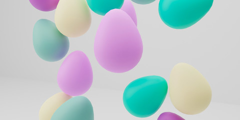 3D illustration of easter eggs