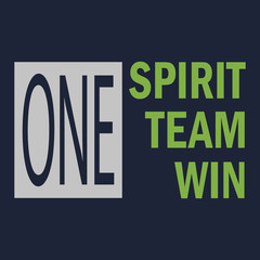 T-shirt graphics, typography. Sport, athletic. One spirit,  team,  win.