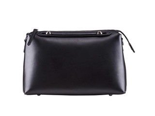 Black natural leather female purse isolated on white