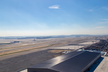 Fototapeta na wymiar Istanbul, Turkey: March 19, 2019: Parallel runways view from Istanbul New airport
