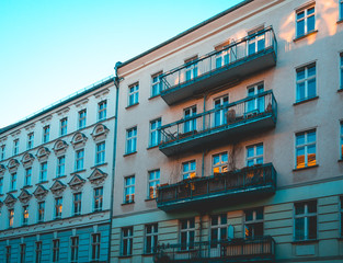 Obraz premium white and orange apartment houses at germany in vintage colors