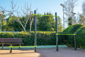 Horizontal bars at a park.Exercise and fitness concept.