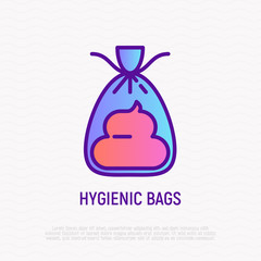 Hygienic bag for dogs thin line icon. Modern vector illustration for pet shop.