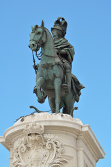 Fototapeta na wymiar Monument to King José I, at Commerce Square in Lisbon