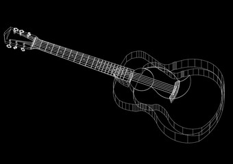 Obraz na płótnie Canvas Acoustic guitar Architect blueprint
