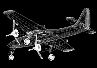 Naklejka premium Light Airplane Architect blueprint