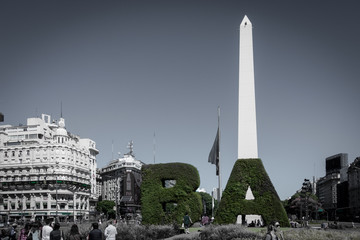 The obelisk the landmark of Buenos Aires, Argentina. It is located in the Plaza de la Rep blica on...