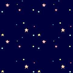Naklejka premium Seamless pattern with small stars on a dark blue background.