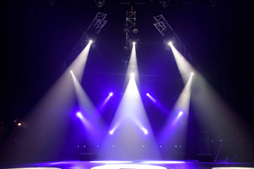 Free stage with lights, lighting devices.