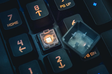 Romer-G backlit mechanical keyboard numerical buttons detail shot.