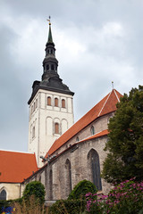 Fototapeta na wymiar View on St. Nicholas' Church (Niguliste). Old city, Tallinn, Estonia
