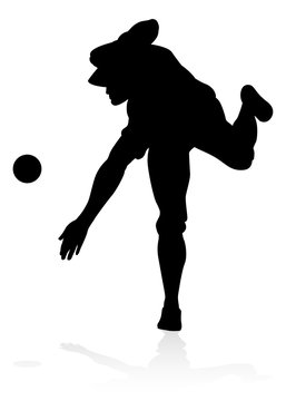 Baseball player in sports pose detailed silhouette